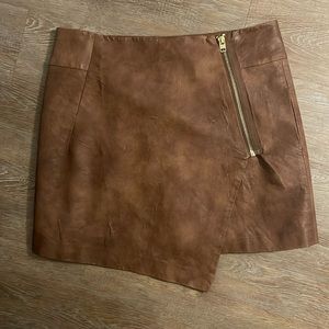 Fake leather wrap skirt